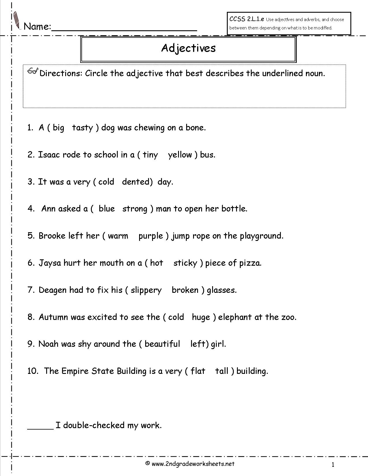 english worksheets for 2nd graders