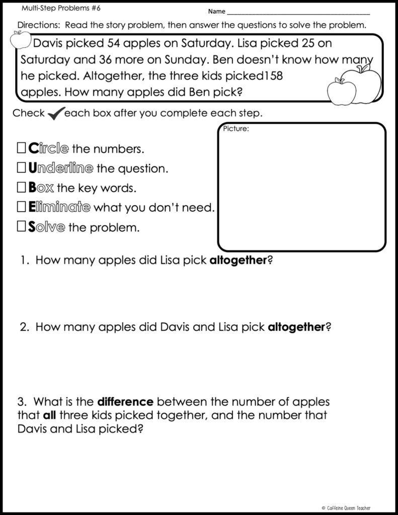 FREE Worksheet Addition And Subtraction Word Problems Strategy Caffeine Queen Teacher