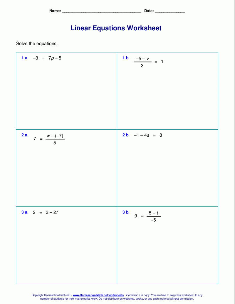writing linear equations worksheet