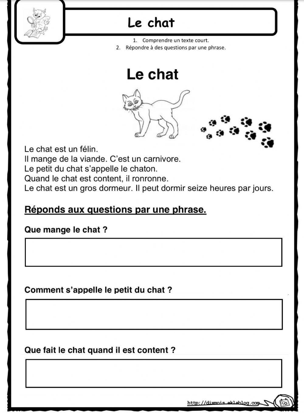 French Reading Francais Lecture Worksheet Live Worksheets Worksheets Library