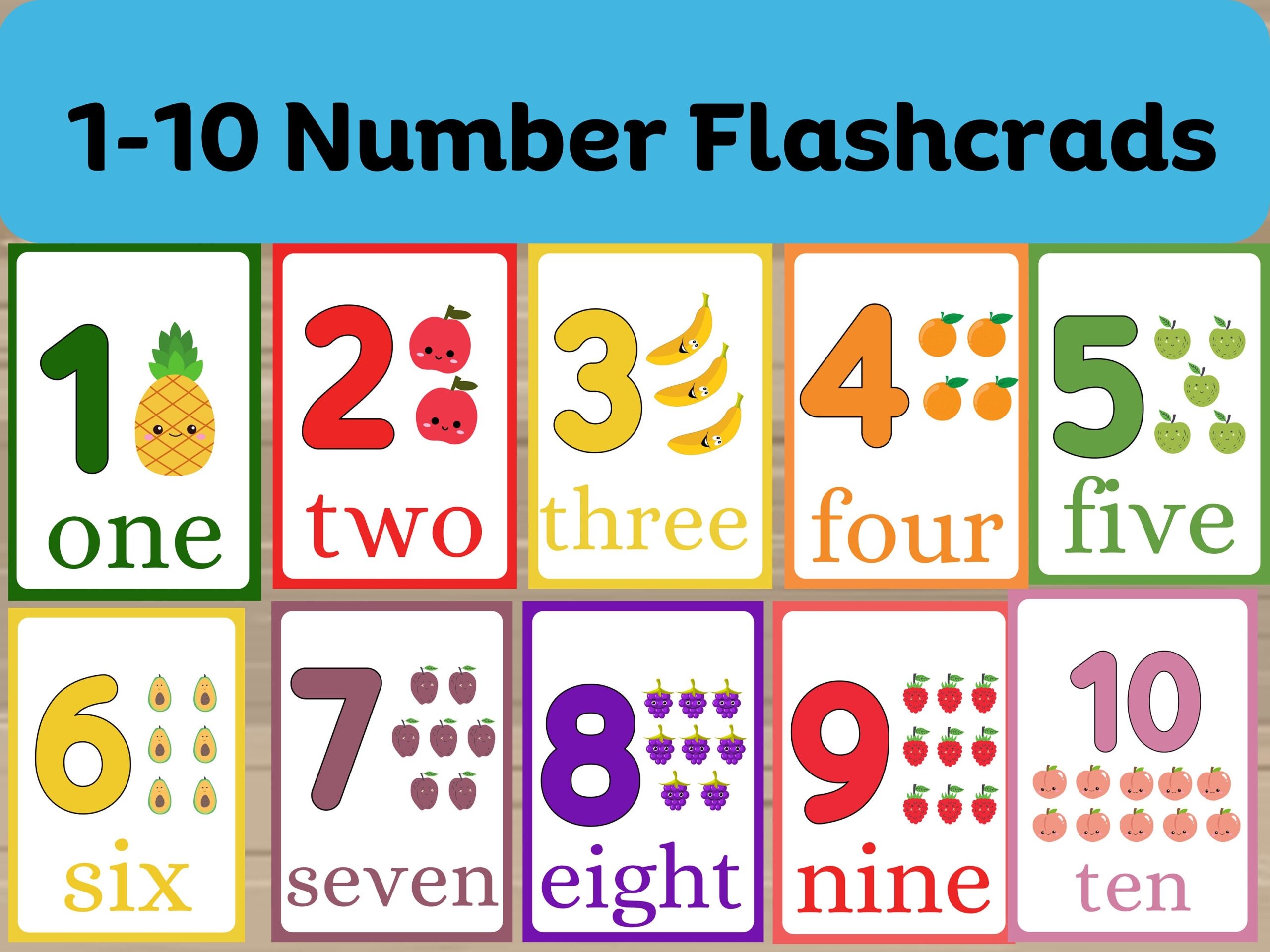 Fruit Number Flashcards 1 10 Preschool Counting Activity instant Download Etsy