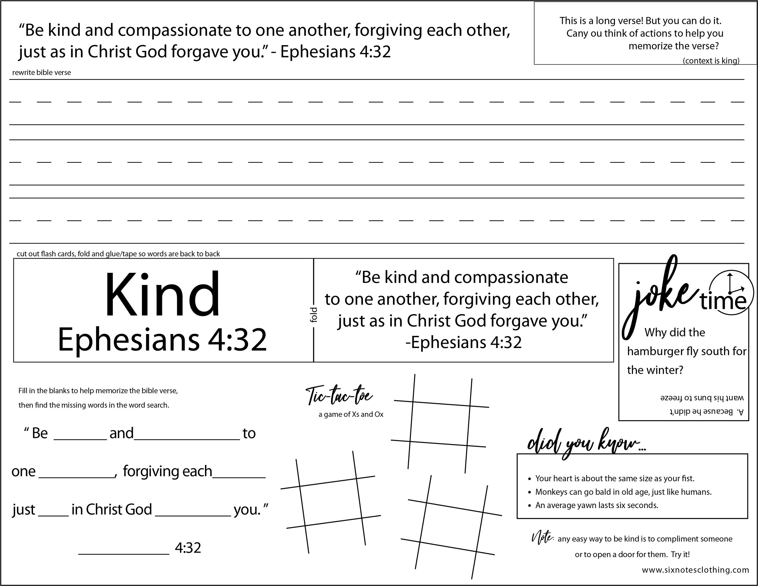 Fun Bible Verse Worksheets For Kids Six Notes Clothing Christian Clothing And Accessories