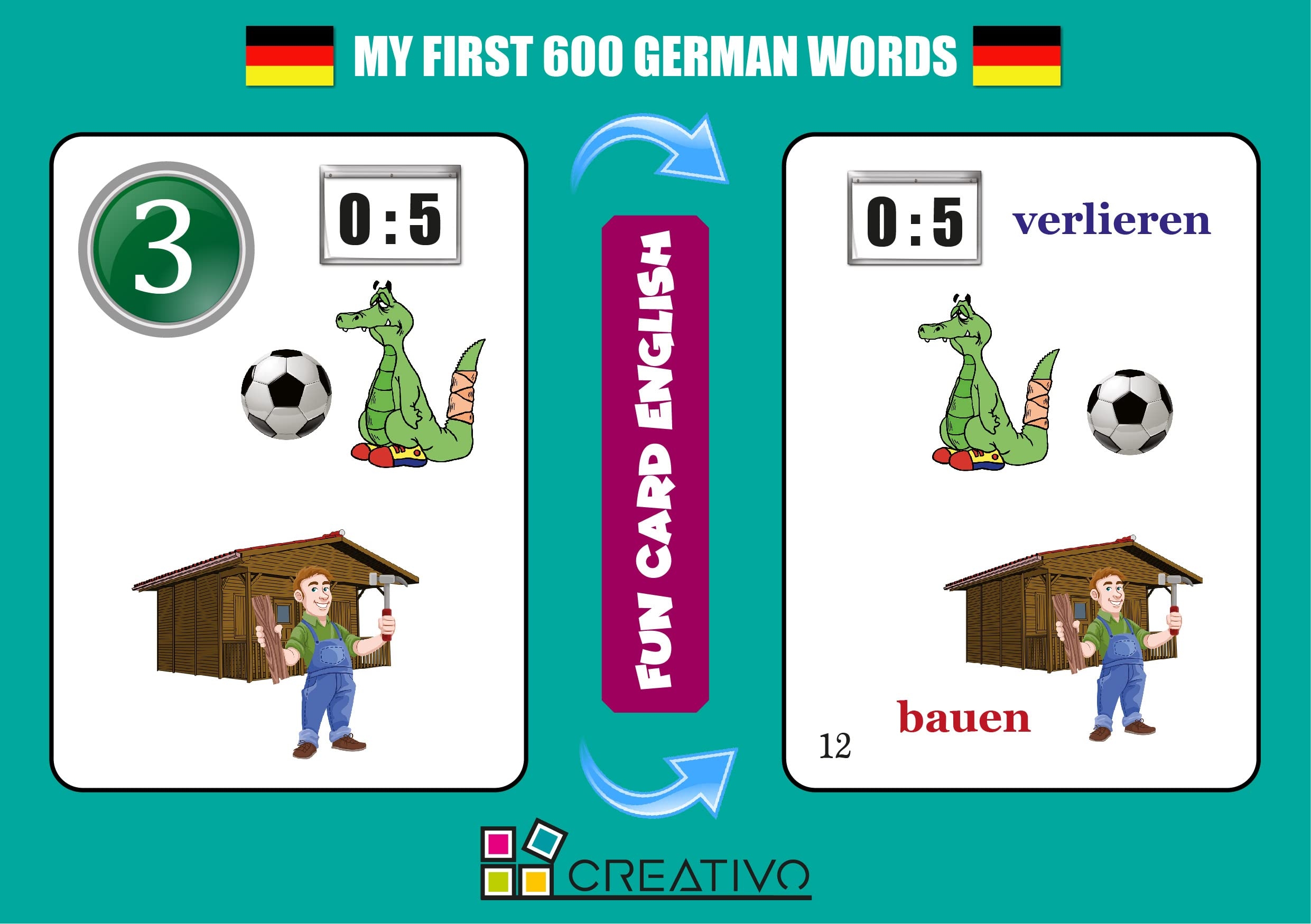 Fun Card English My First 600 German Words Grammar And Vocabulary Flashcards Exciting Game Amazon de