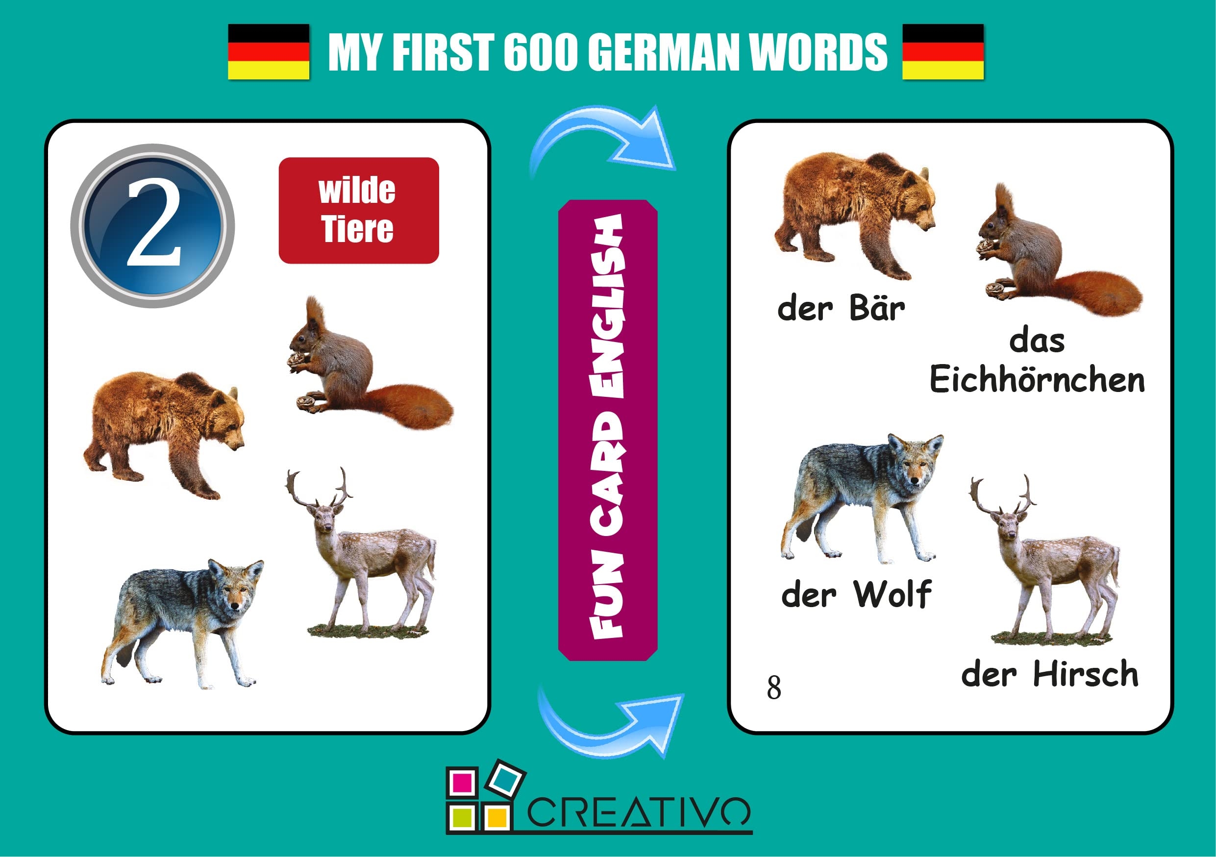 Fun Card English My First 600 German Words Grammar And Vocabulary Flashcards Exciting Game Amazon de
