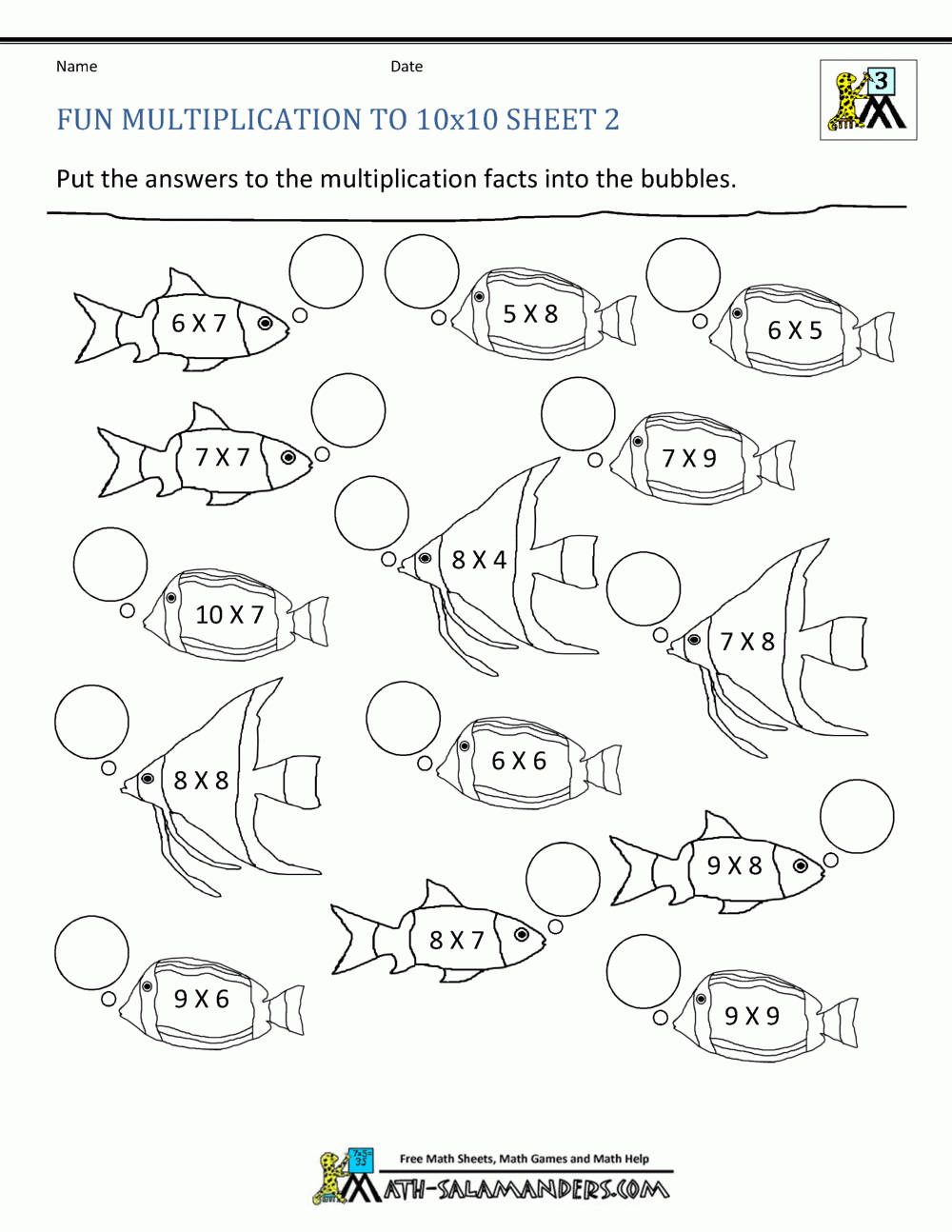 Fun Multiplication Worksheets To 10x10