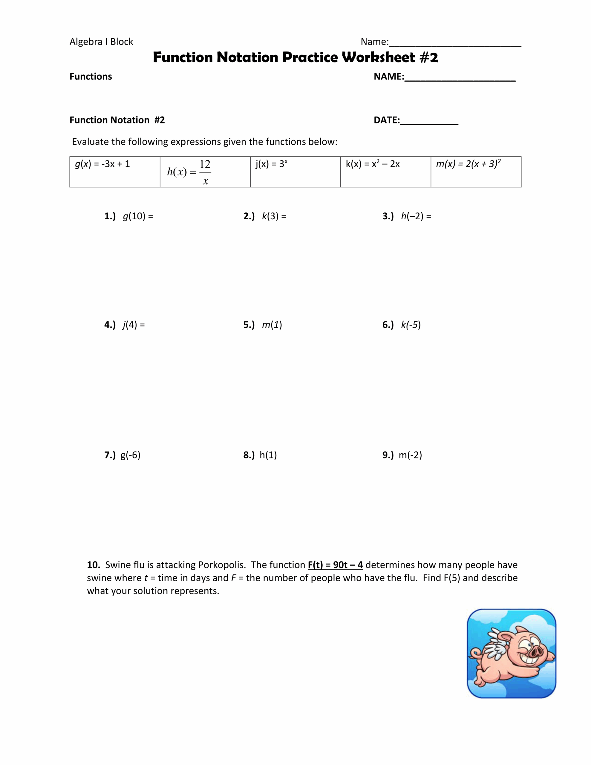Function Notation Practice Worksheet 2 Math Teachers Library Formative