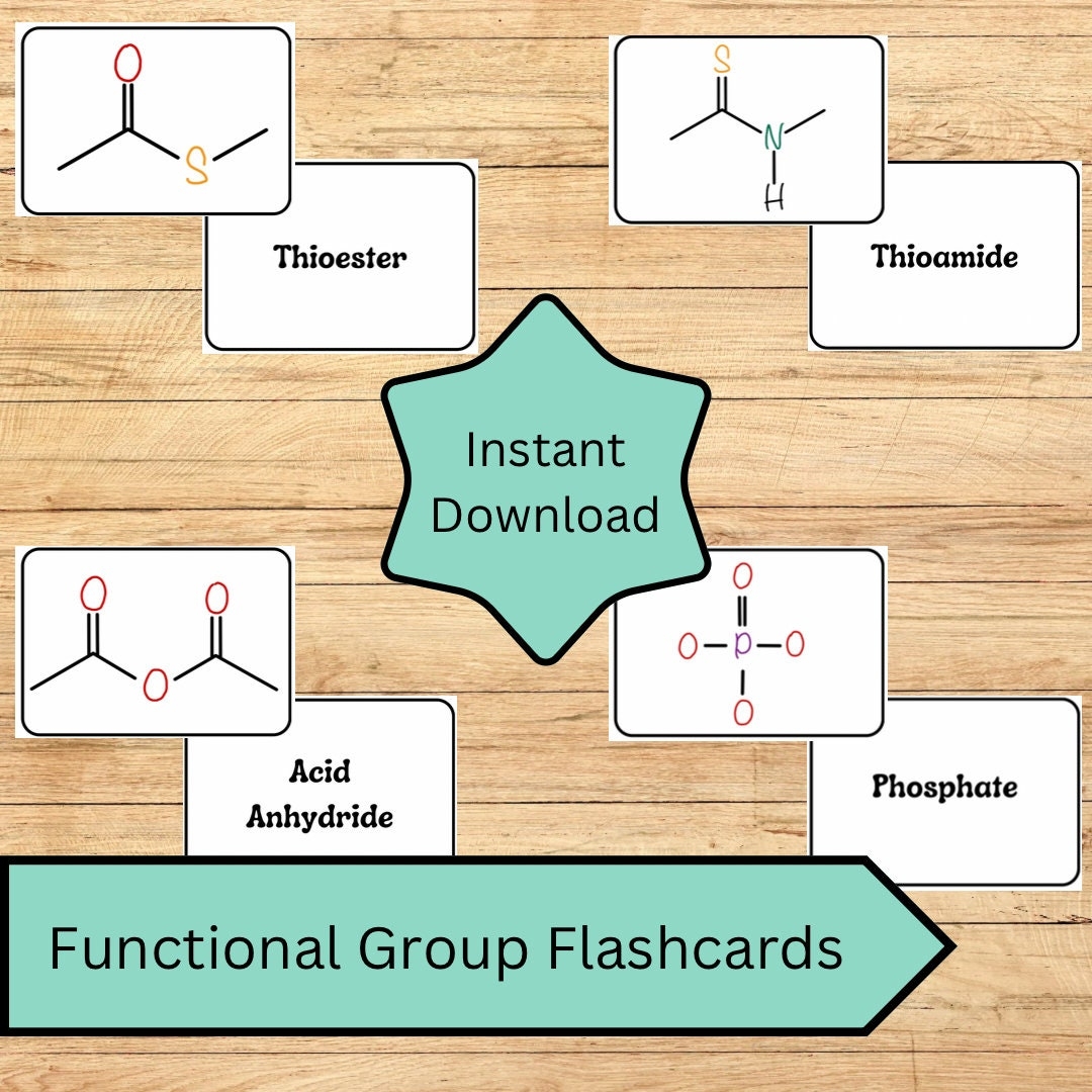 Functional Group Flashcards Printable Educational Tool For Organic Chemistry Students Etsy Canada