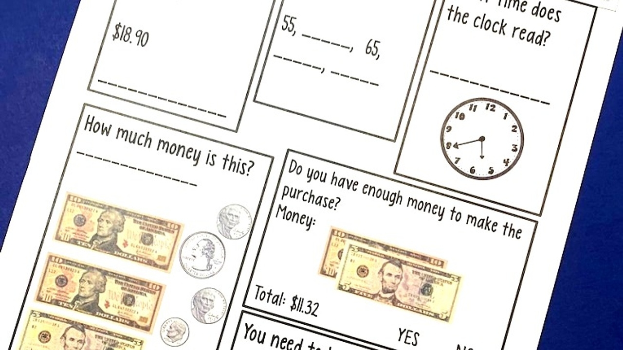 Functional Math Worksheet Practice In The Classroom