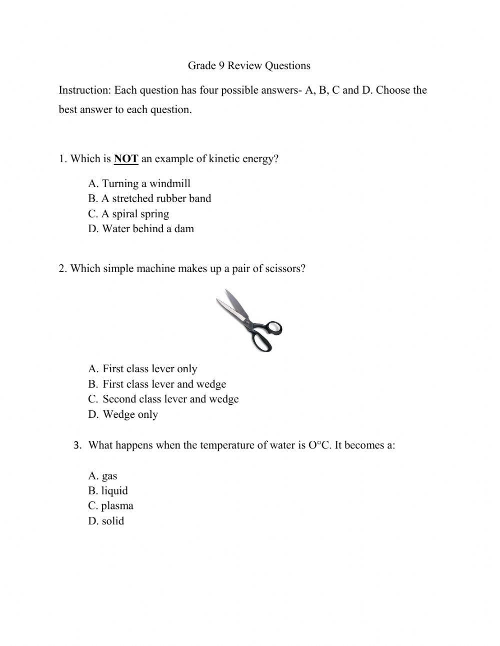 General Science Review Of Grade 8 Topics Worksheet Live Worksheets Worksheets Library