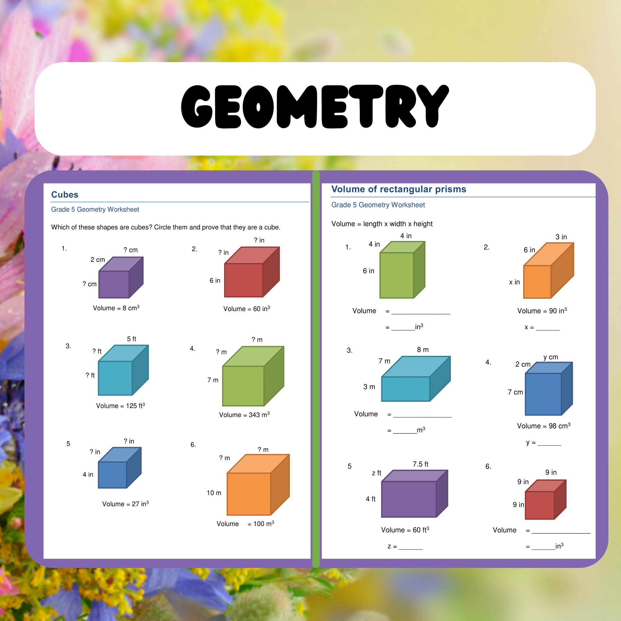 Geometry Rectangular Prisms Volume And Surface Area Worksheets Made By Teachers