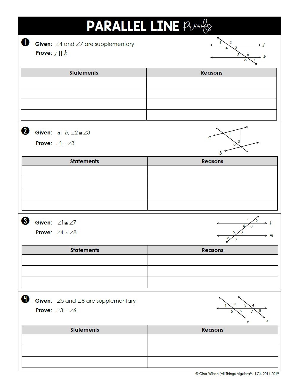 Geometry Unit 3 Parallel Perpendicular Lines All Things Algebra 