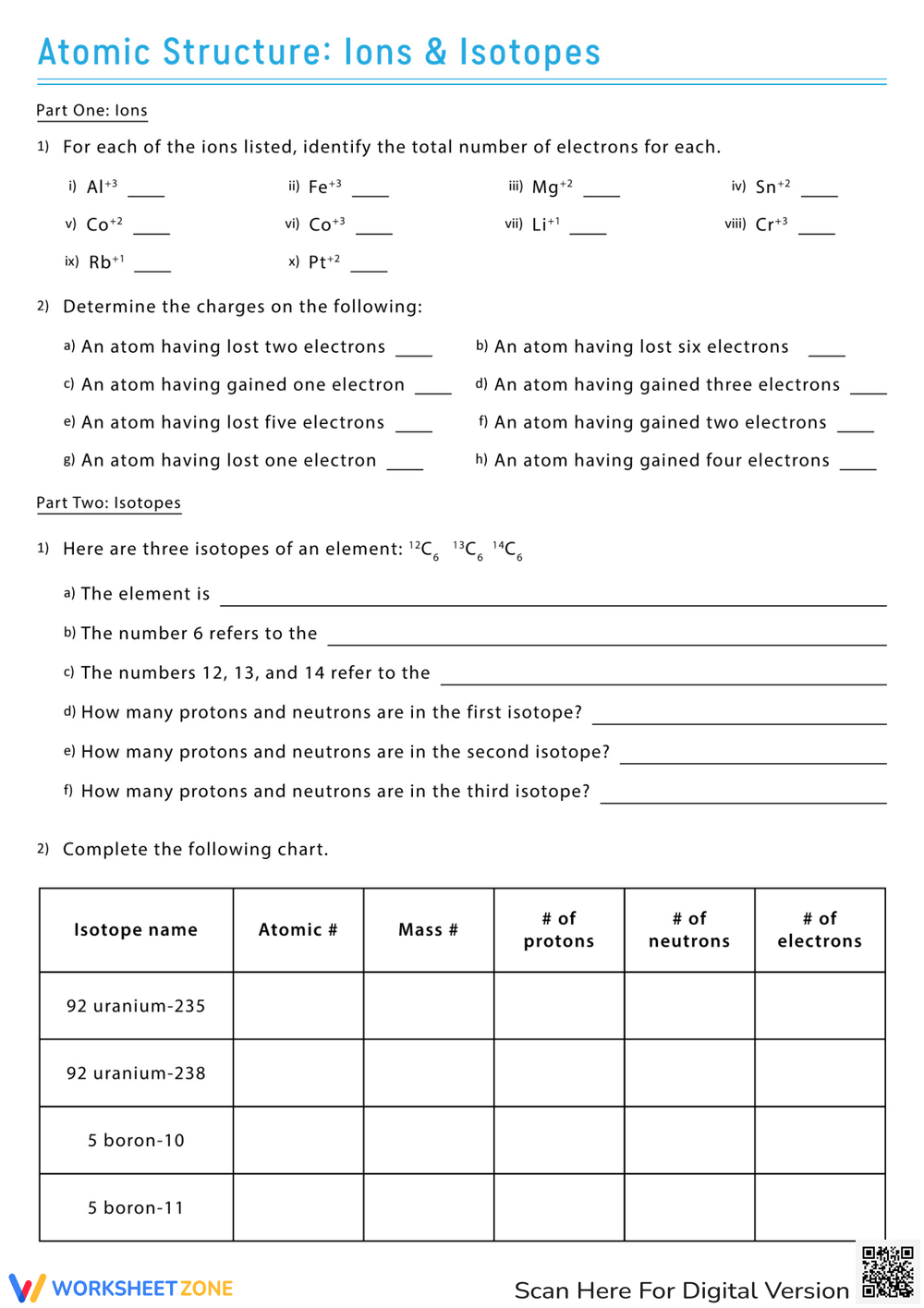 atoms isotopes and ions worksheet