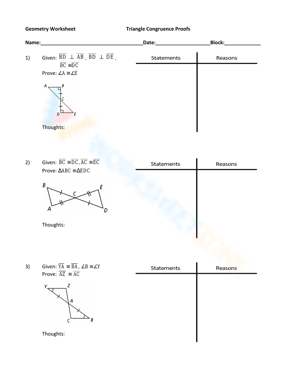 Grade 10 Triangle Congruence Proofs Worksheets Printable Grade 10 Triangle Congruence Proofs Worksheets Printable