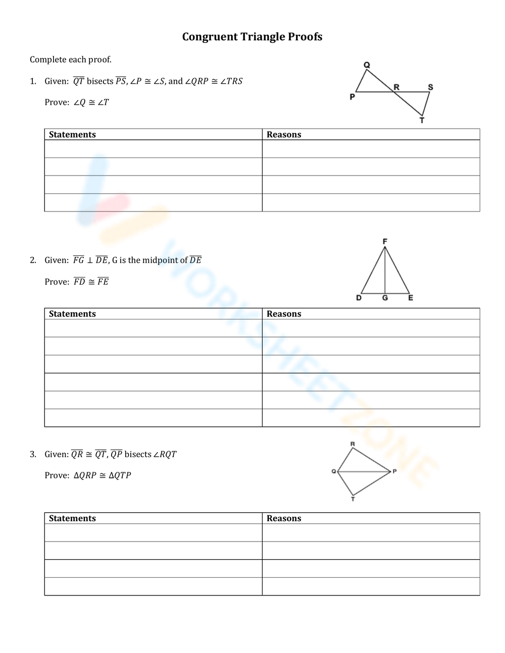 Grade 10 Triangle Congruence Proofs Worksheets Printable