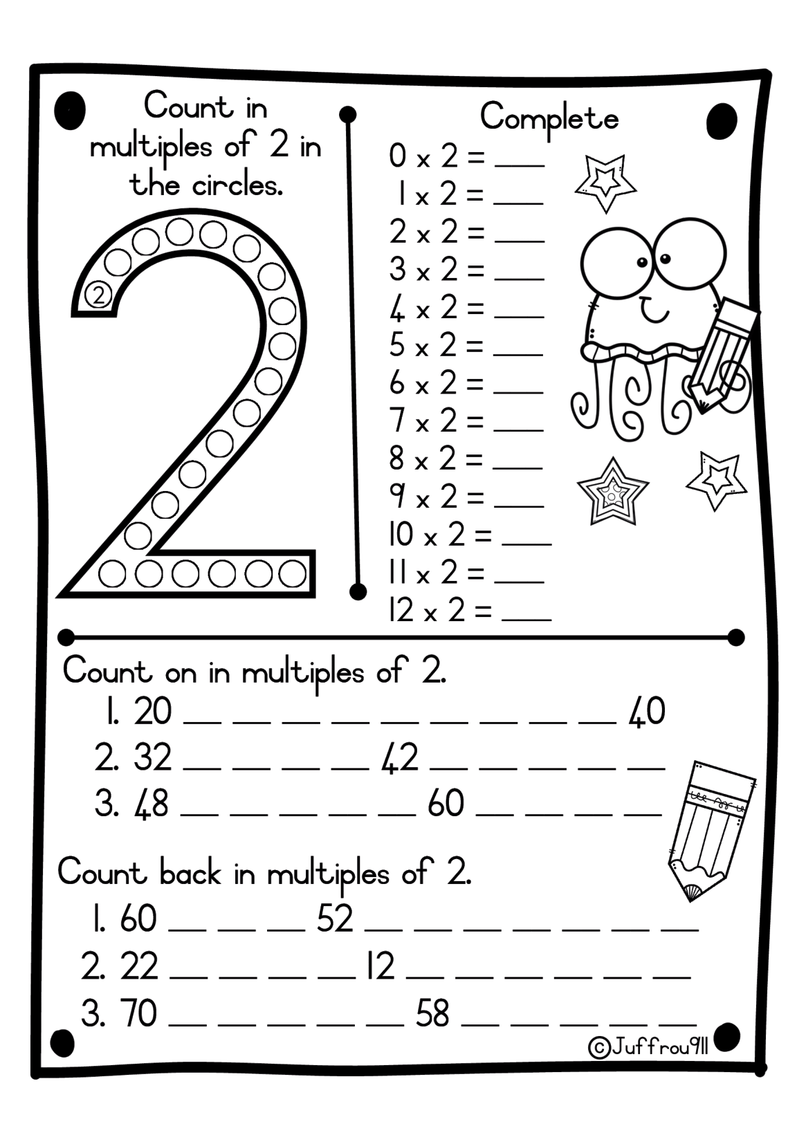 Grade 2 Mathematics Worksheets Times Tables Multiples And Number Patterns Of 2 3 4 5 And 10 Juffrou 911