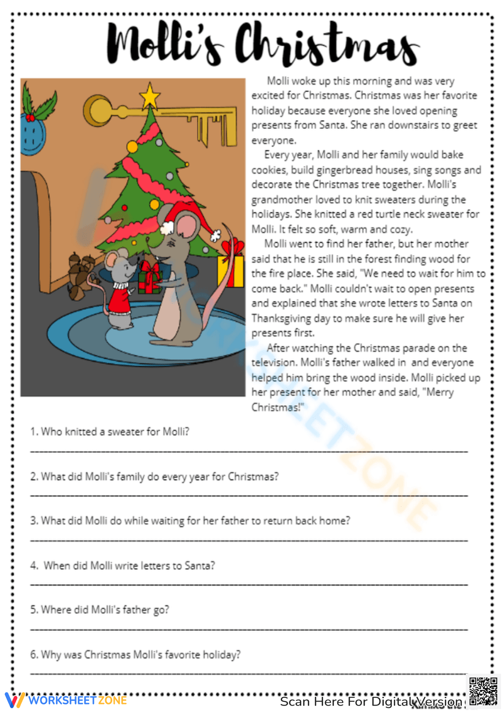 Grade 3 Christmas Comprehension Worksheets Worksheets