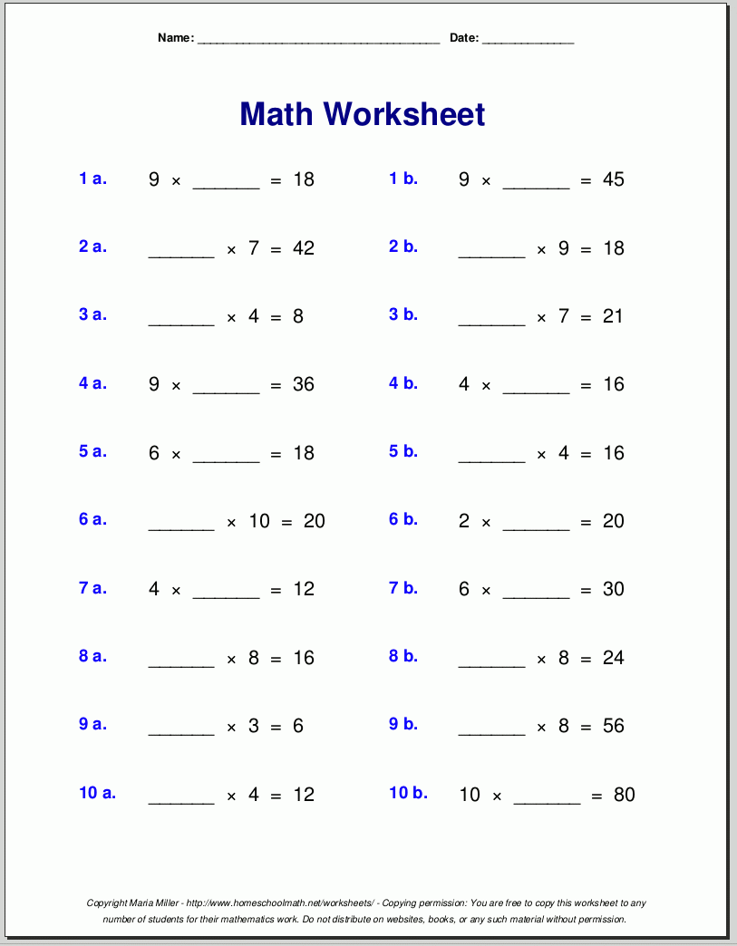 free math worksheets for 4th grade