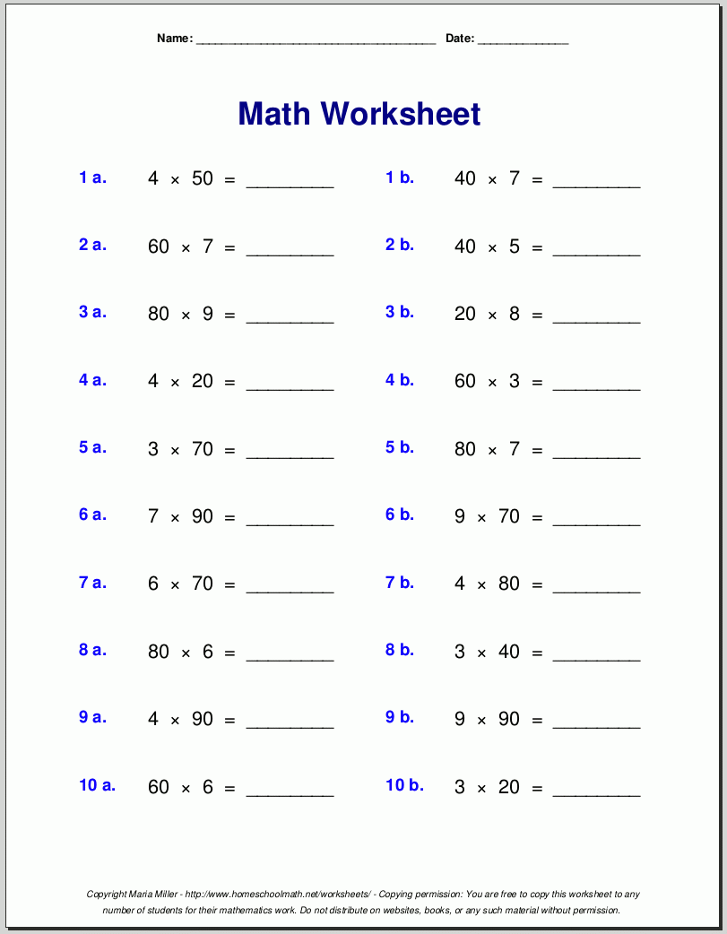 math about multiplication worksheets
