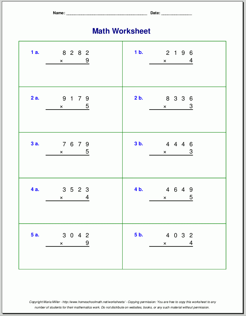 multi digit multiplication worksheets