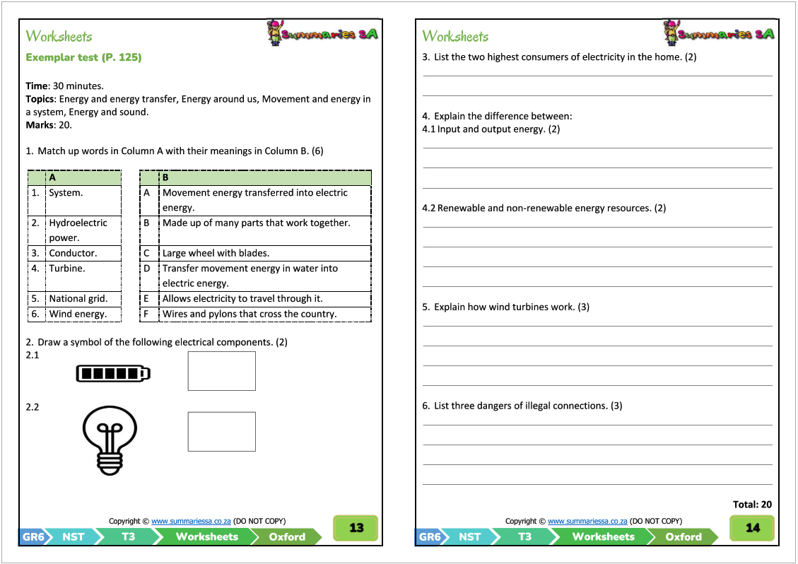 6th grade science worksheets