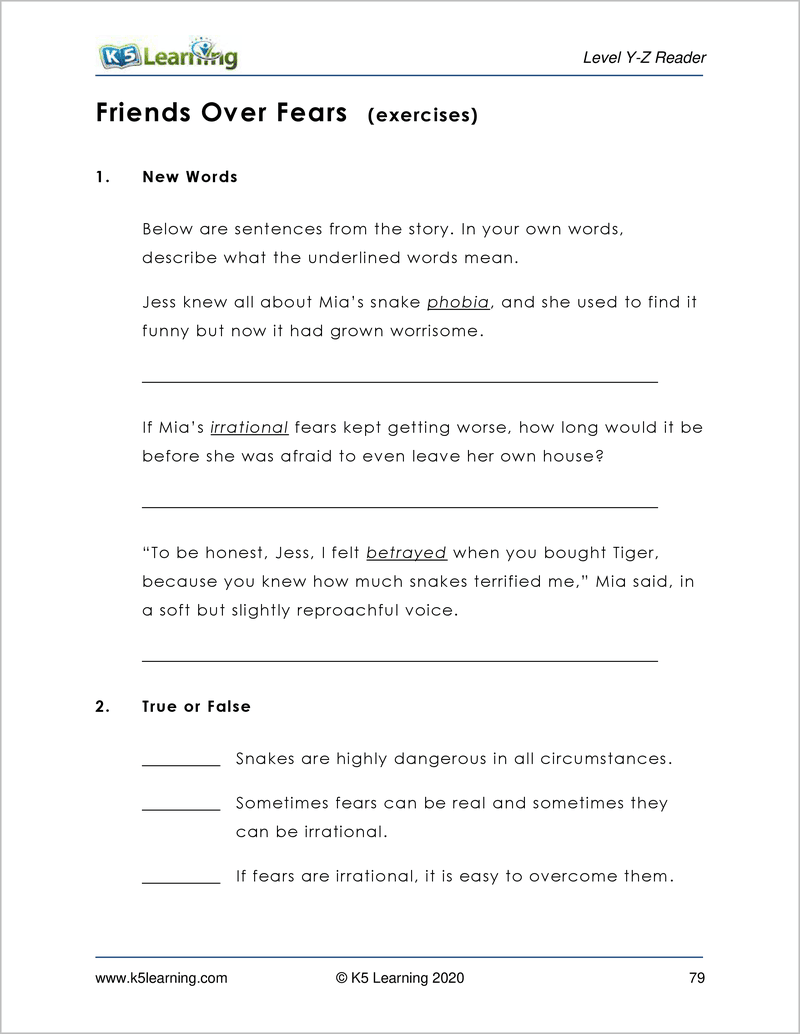 k5 learning reading comprehension worksheets