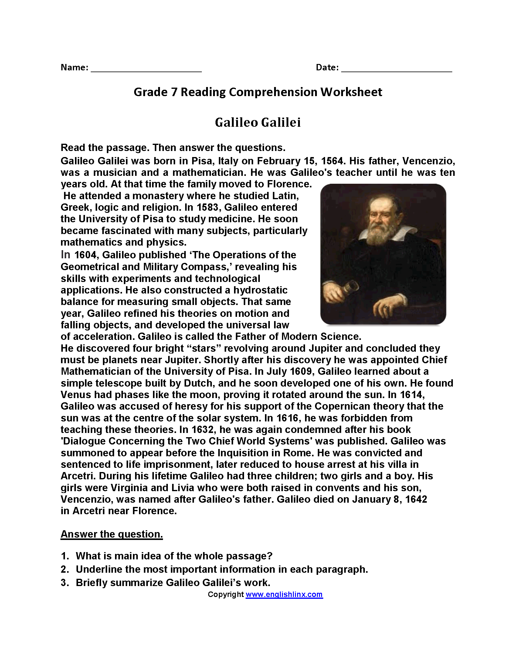 Grade 7 And 8 Worksheet Reading Comprehension Worksheets Reading Worksheets Comprehension Worksheets