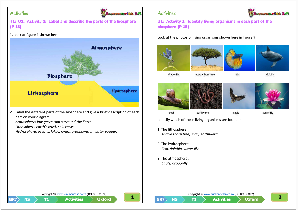 Grade 7 Natural Science NS Term 1 Oxford Activities And Worksheets Classroom101