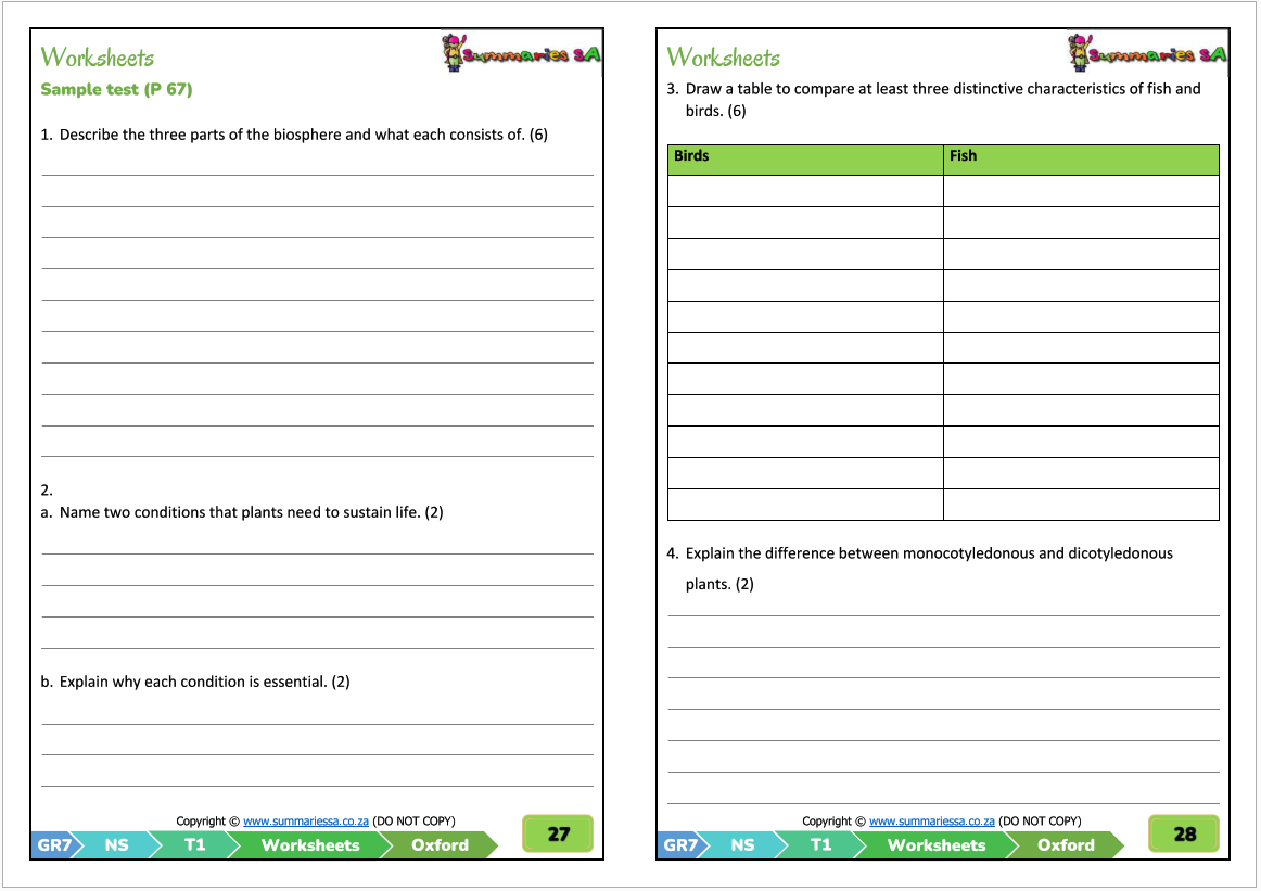 Grade 7 Natural Science NS Term 1 Oxford Activities And Worksheets Classroom101