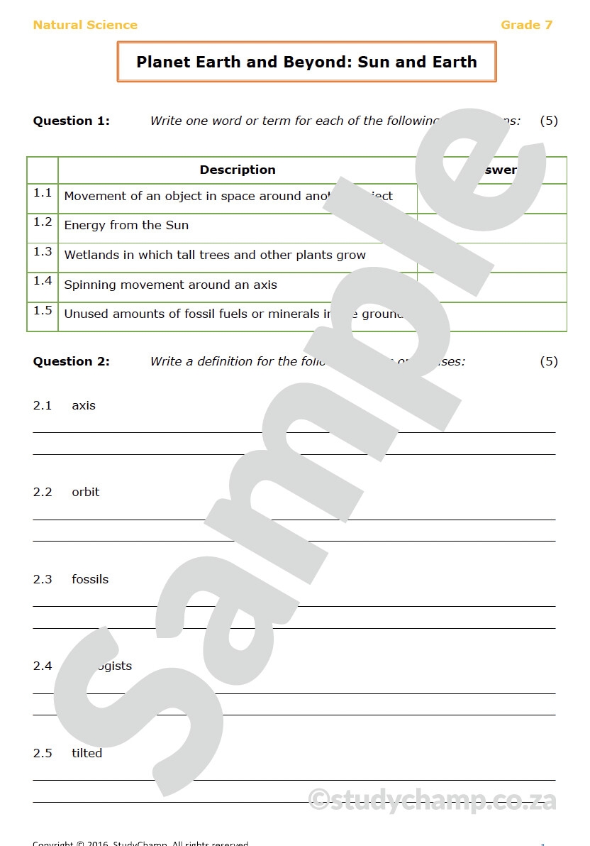 science for 7th graders worksheets