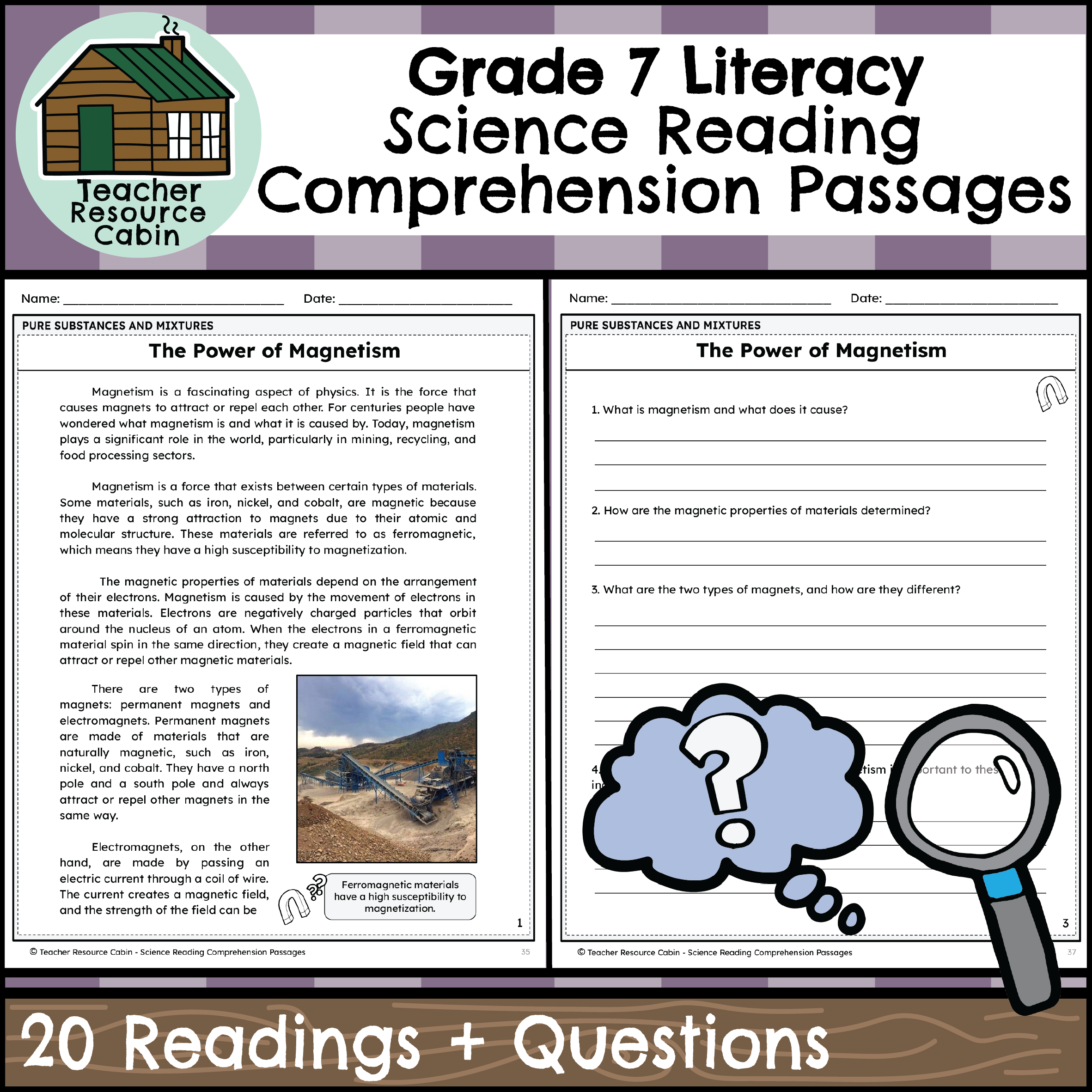 science reading comprehension worksheets