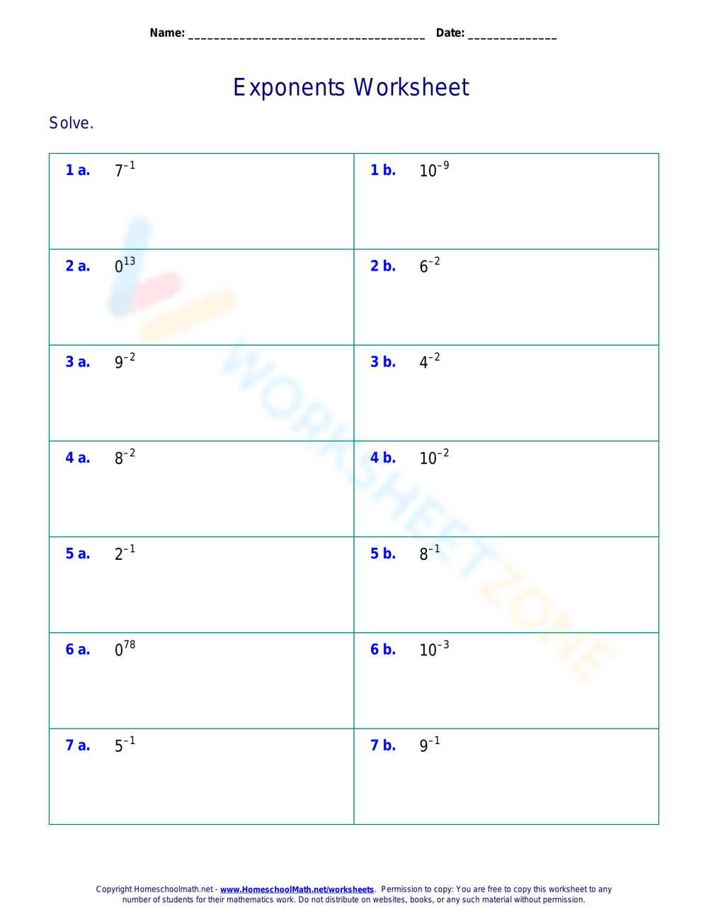 Grade 8 Properties Of Exponents Worksheets Printable