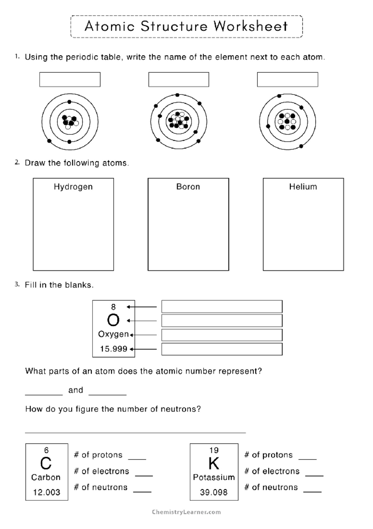 Grade 9 Chemistry Atomic Structure Worksheet Activities Studocu