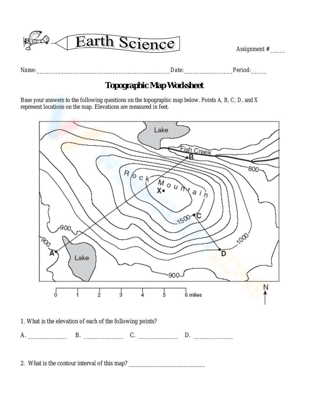Grade 9 Topographic Map Worksheets Printable