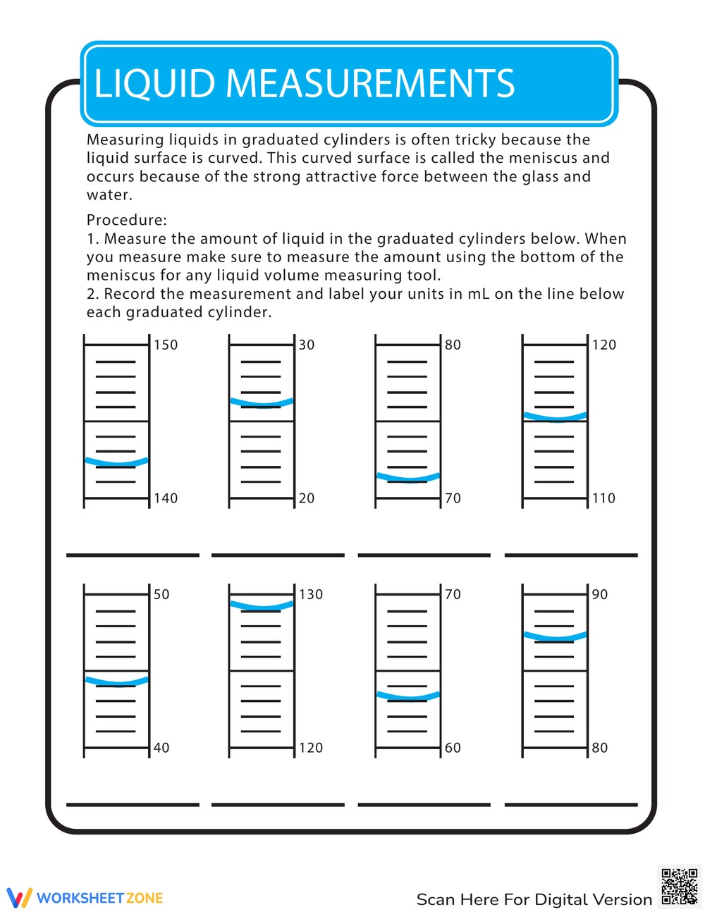 Graduated Cylinder Measurement Practice Worksheet