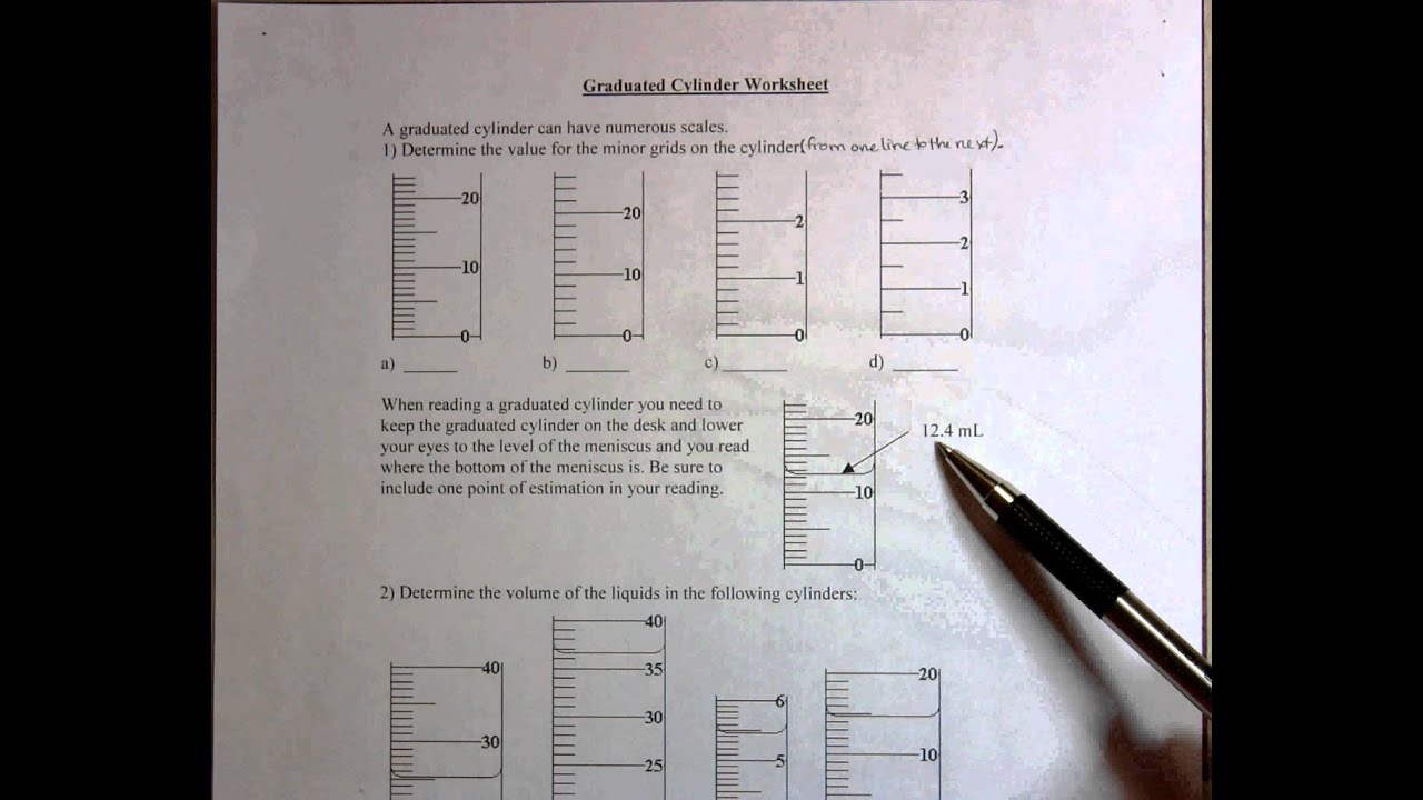 Graduated Cylinder Worksheet YouTube