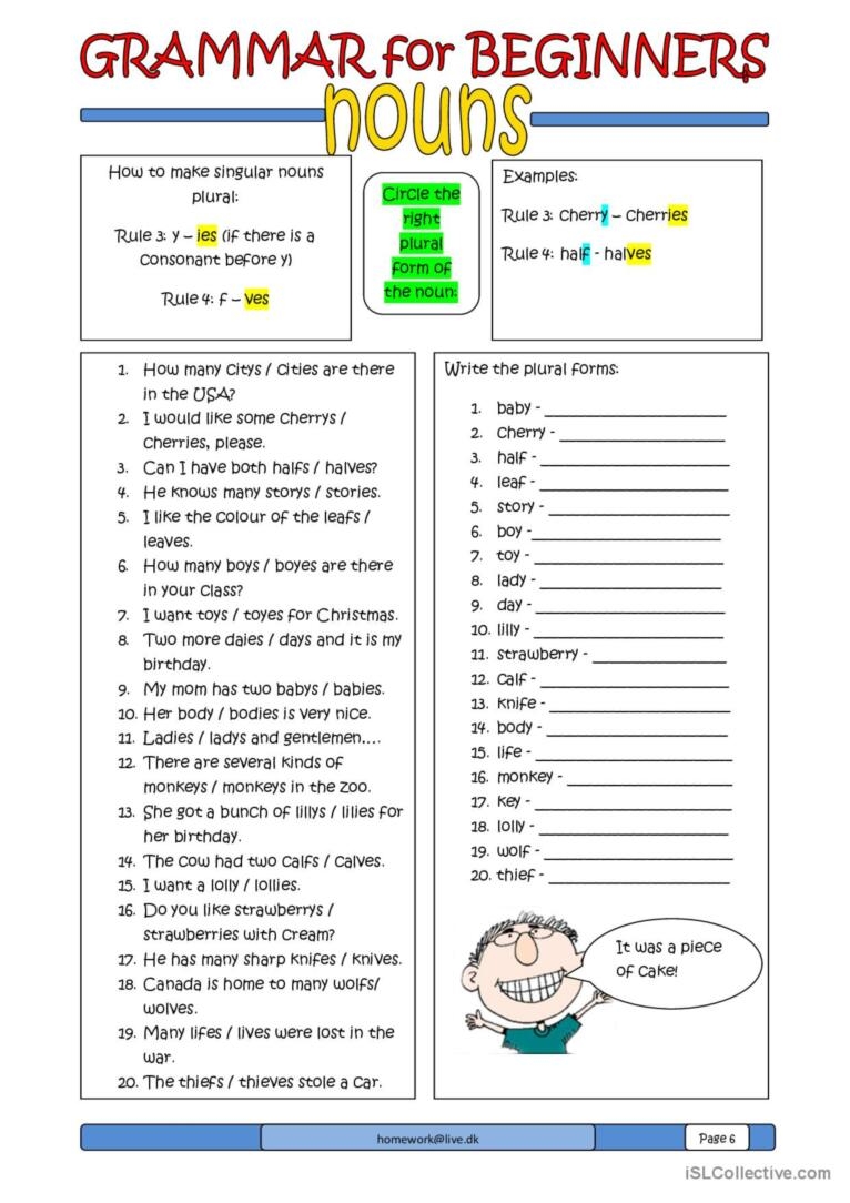 Grammar For Beginners Nouns 2 Gen English ESL Worksheets Pdf Doc