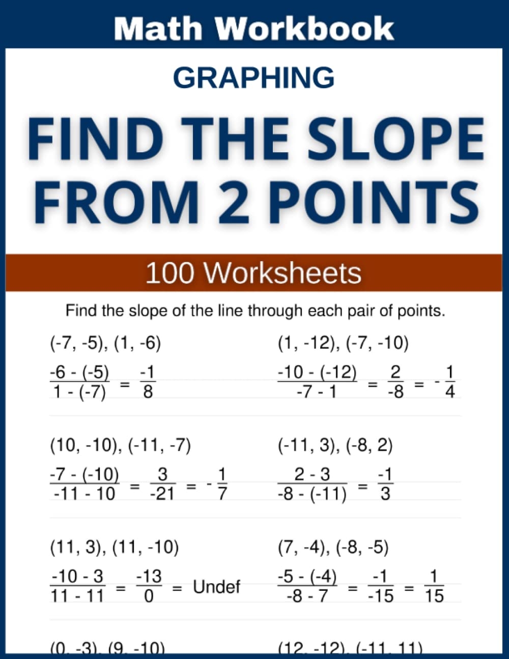 Graphing Find The Slope From 2 Points Math Workbook 100 Worksheets Hands on Practice For Finding Slope From 2 Points In Math Atkins Lindsay Amazon de Books