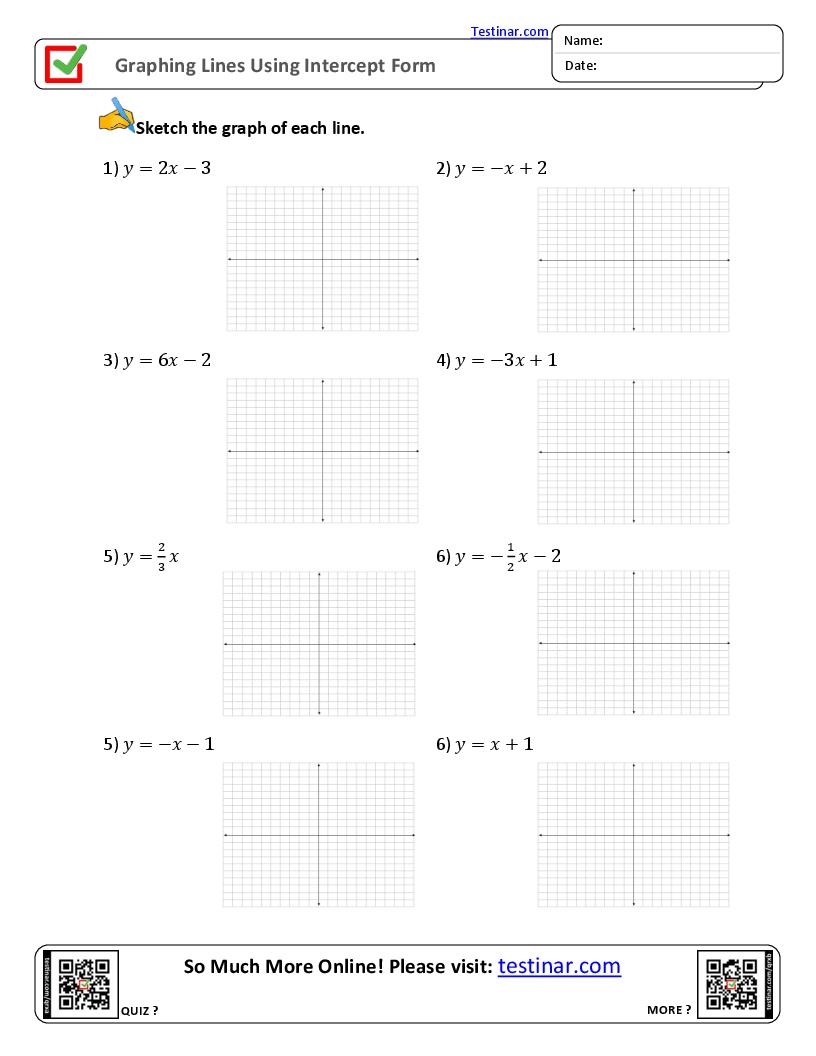 Graphing Lines Using Slope Intercept Form Worksheets