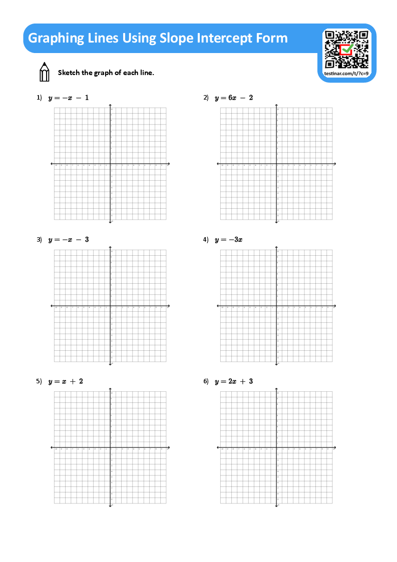 Graphing Lines Using Slope Intercept Form Worksheets