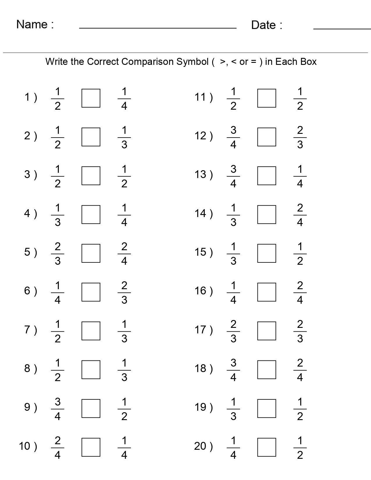 greater than less than worksheets
