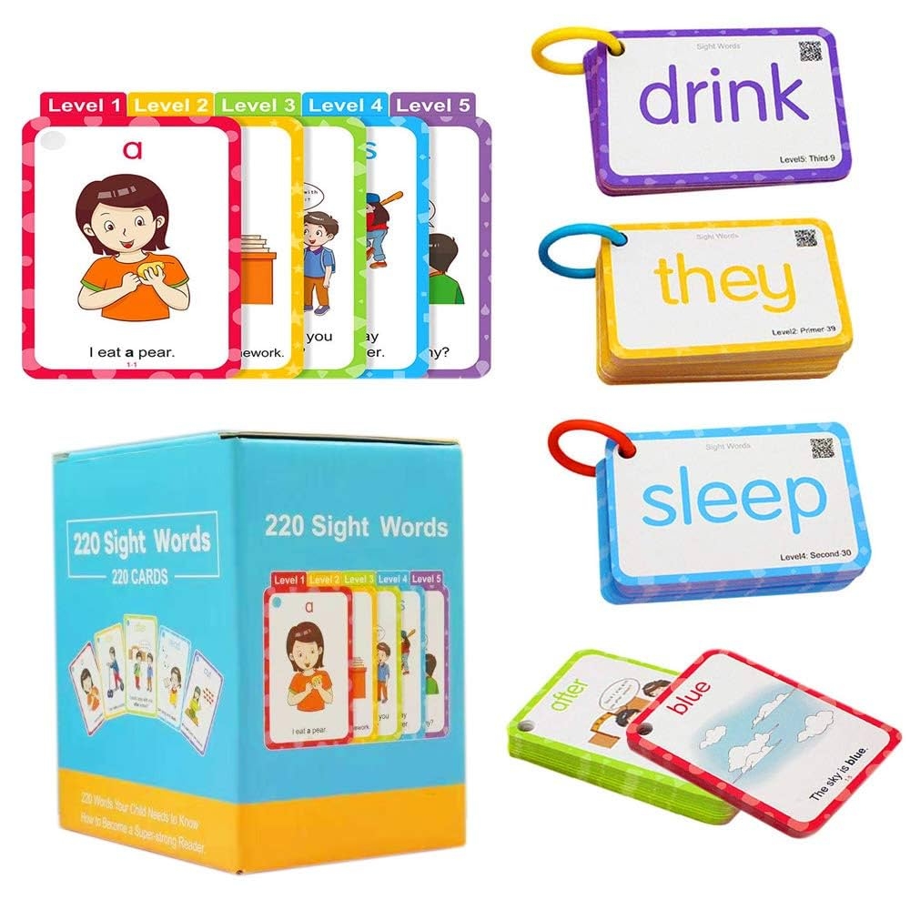 H W Sight Word English Word Cards 220 Sight Word Flash Cards English Flashcards For Children Suitable For 4 9 Years Old Nursery And First Second And Third Grade Word Flashcard Kit Amazon de Toys