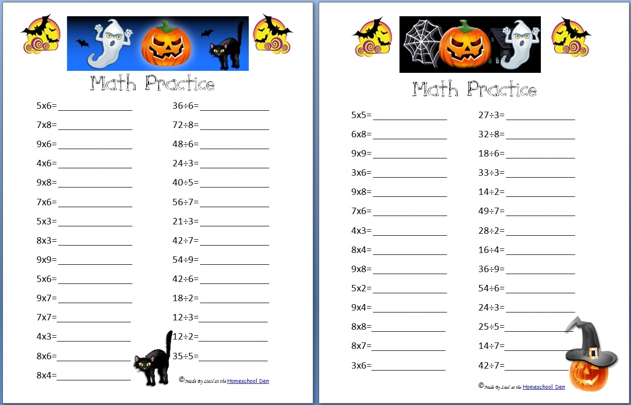 free halloween math worksheets