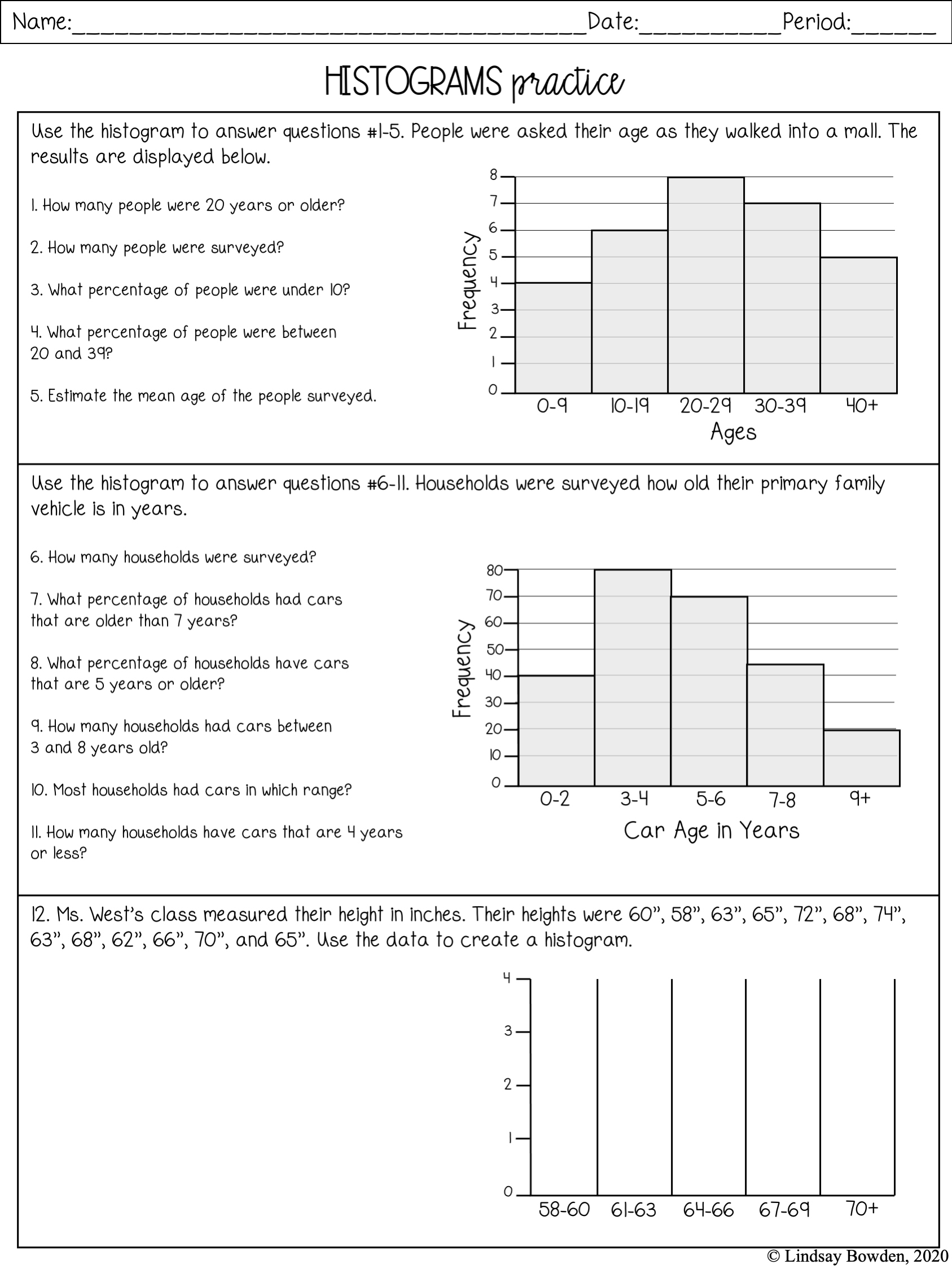Histogram Worksheet Real World Examples Worksheets Library