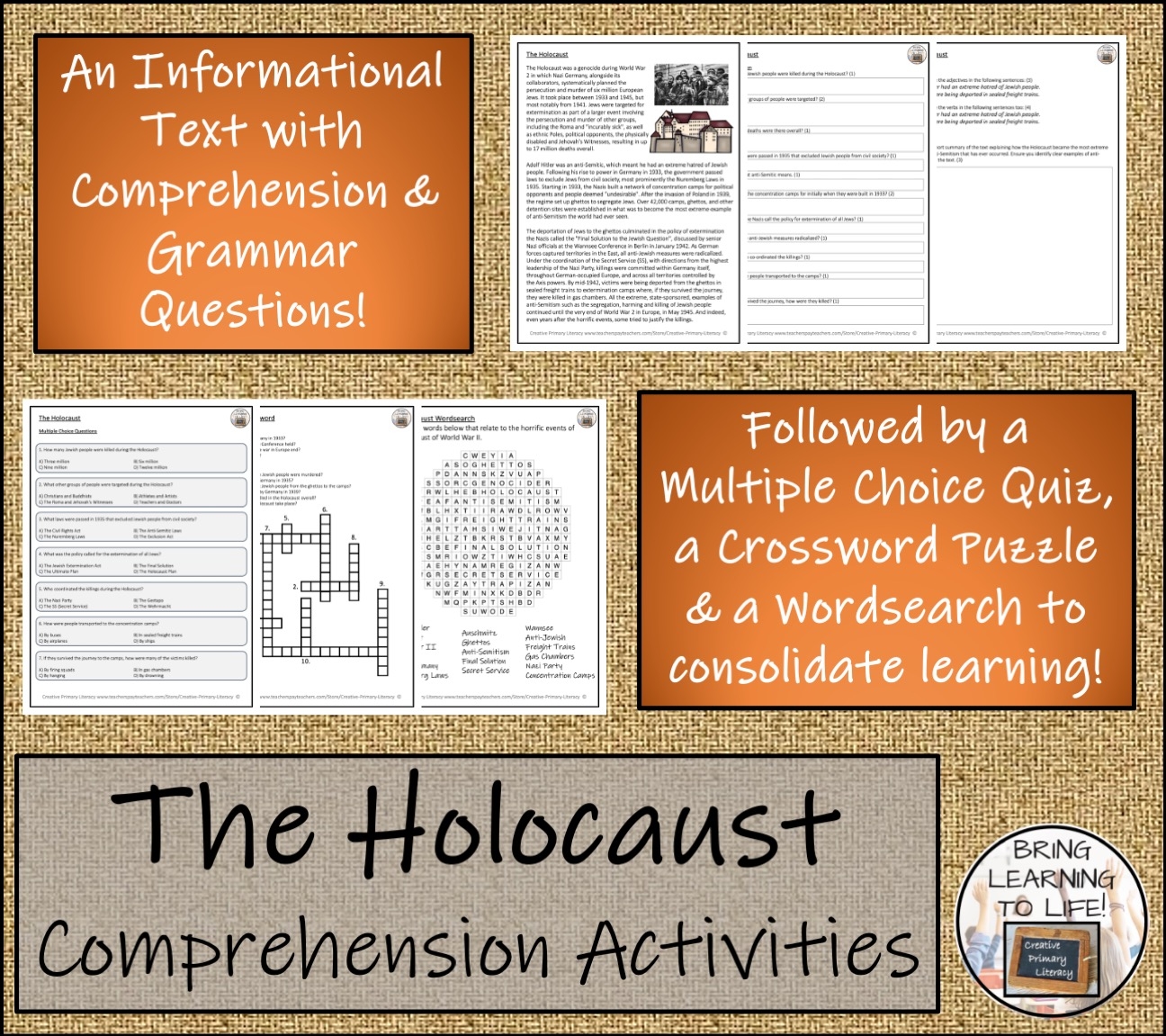 Holocaust Reading Comprehension Activities Year 5 Or Year 6 Teaching Resources
