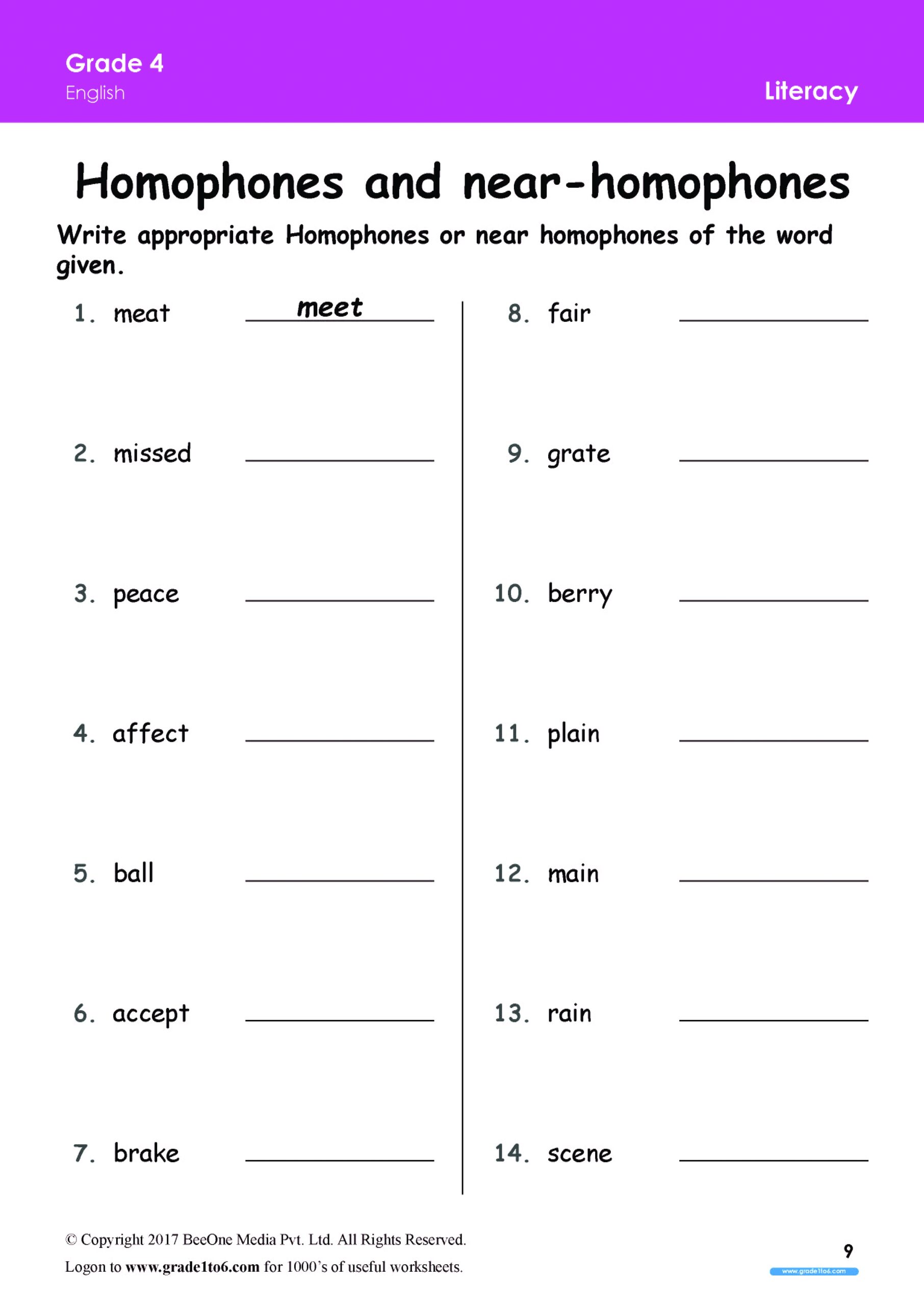 Homophones Worksheets Grade 4 www grade1to6 Homophones Worksheets Grade 4 www grade1to6