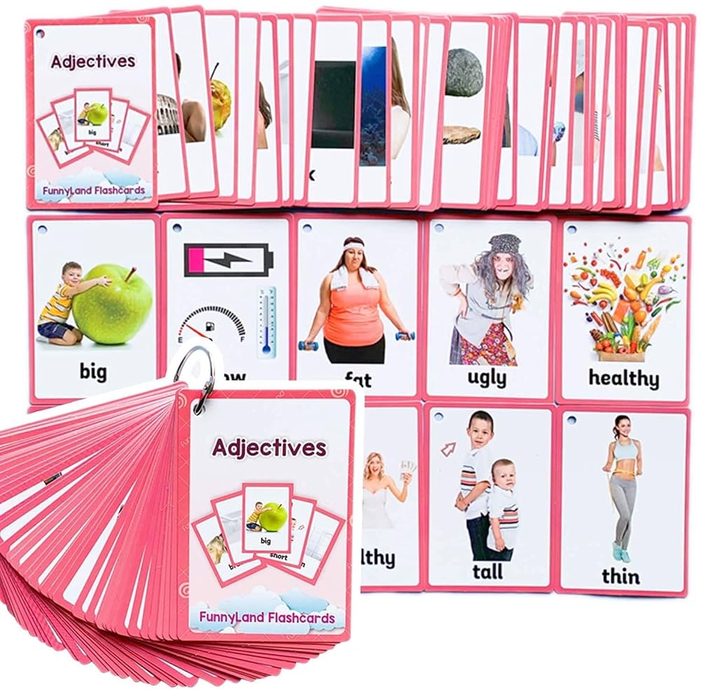HONTOUSIP 46 Pieces Adjective Flashcards For Toddlers Special Learning Routine Cards Set Perfect For Nursery Teachers Teachers Autism Therapist Tools 4 33 X 3 Inches Amazon de Toys