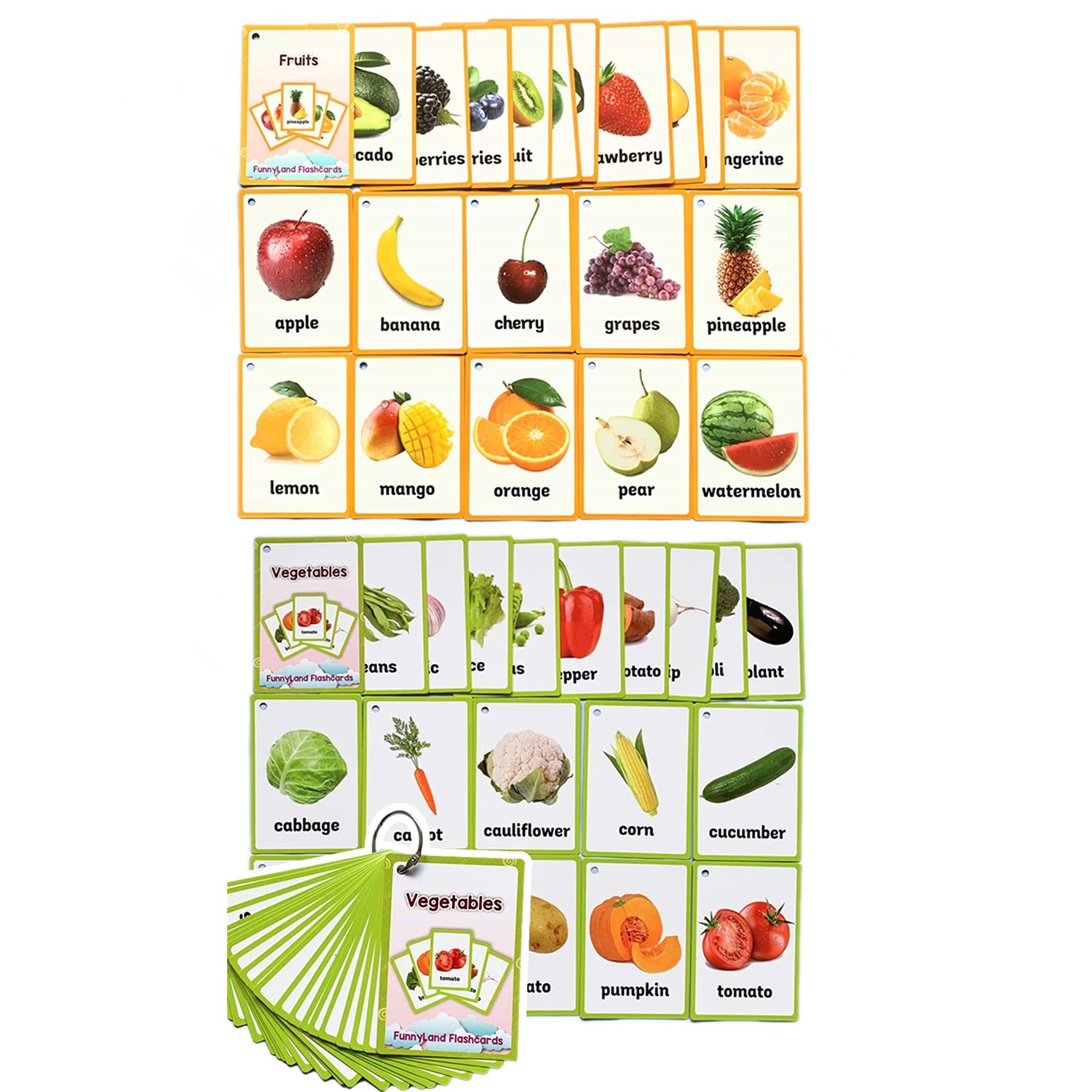 HONTOUSIP Fruit Vegetable Flashcards For Toddlers And Kids Pocket Cards For Nursery Teacher Autism Therapist Amazon de Toys