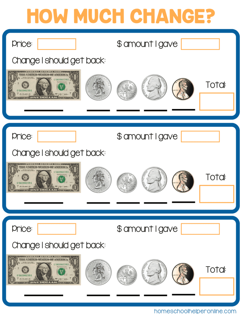 How Much Change Money Math Worksheets For Elementary Students Homeschool Helper Online