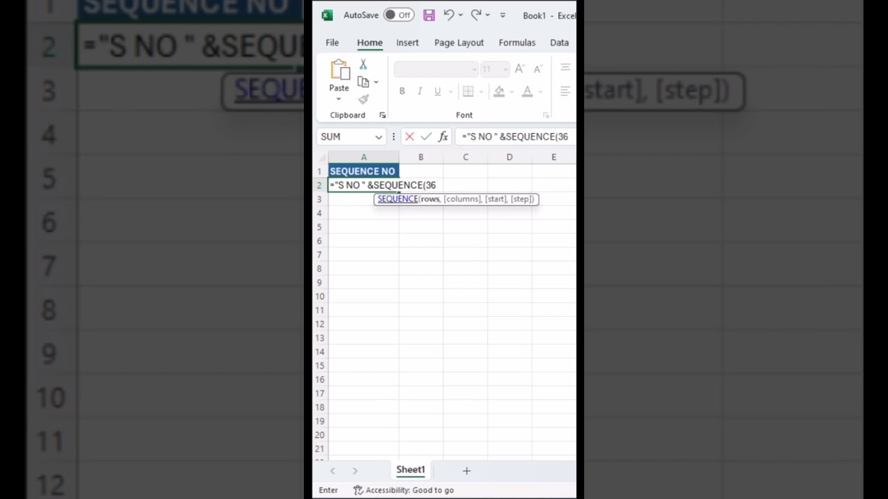 How To Automatically Number Rows In Microsoft Excel SEQUENCE YouTube