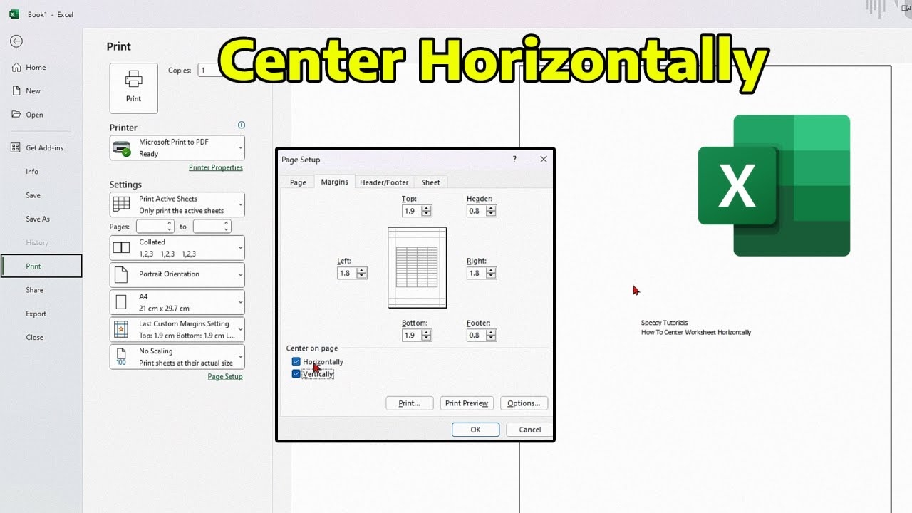 How To Center Worksheet Horizontally In Excel YouTube How To Center Worksheet Horizontally In Excel YouTube